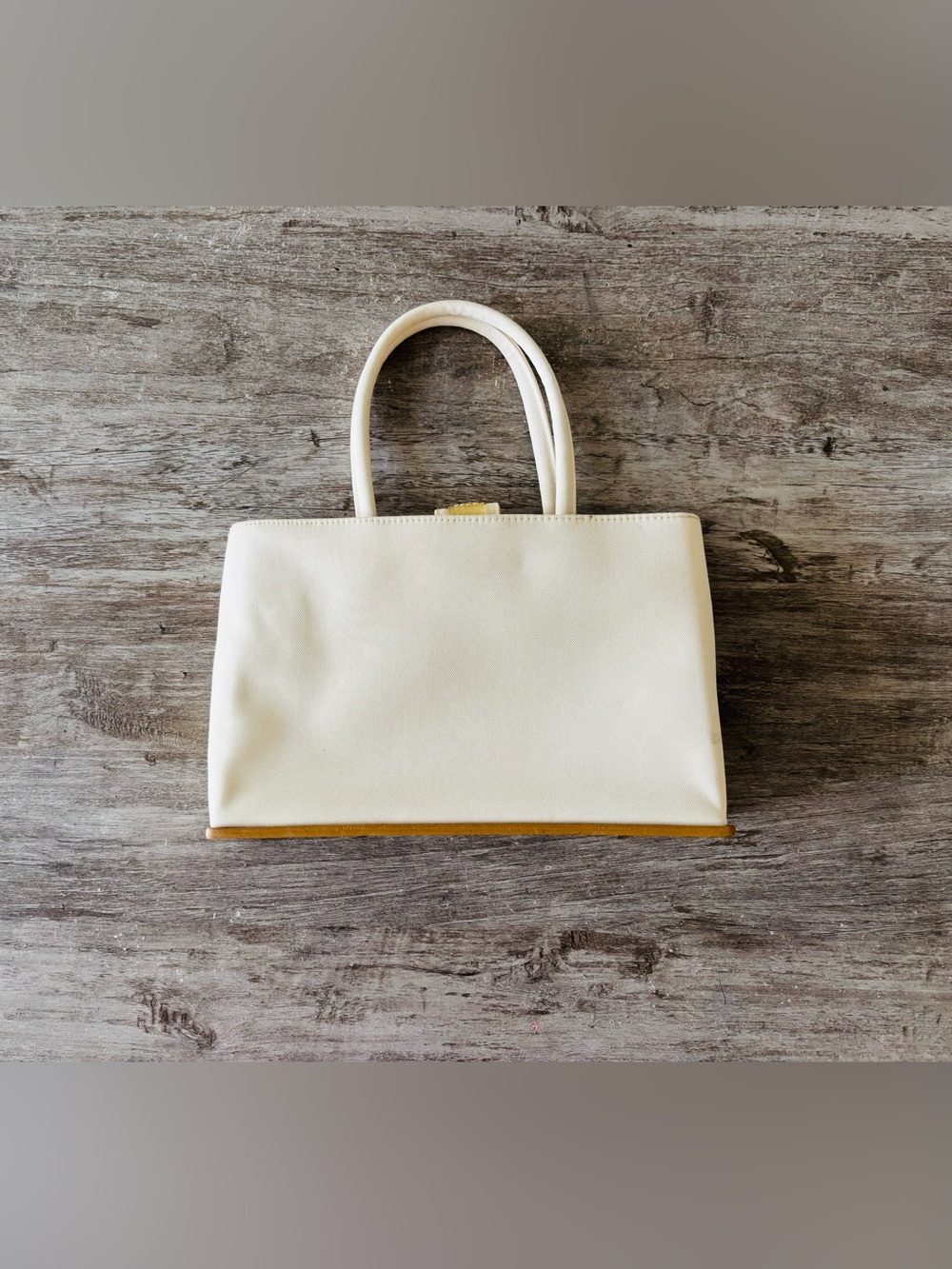 Vintage Hugo Boss Bag Beige Mini Shopper Tote Handbag Minimalist Preppy 90s